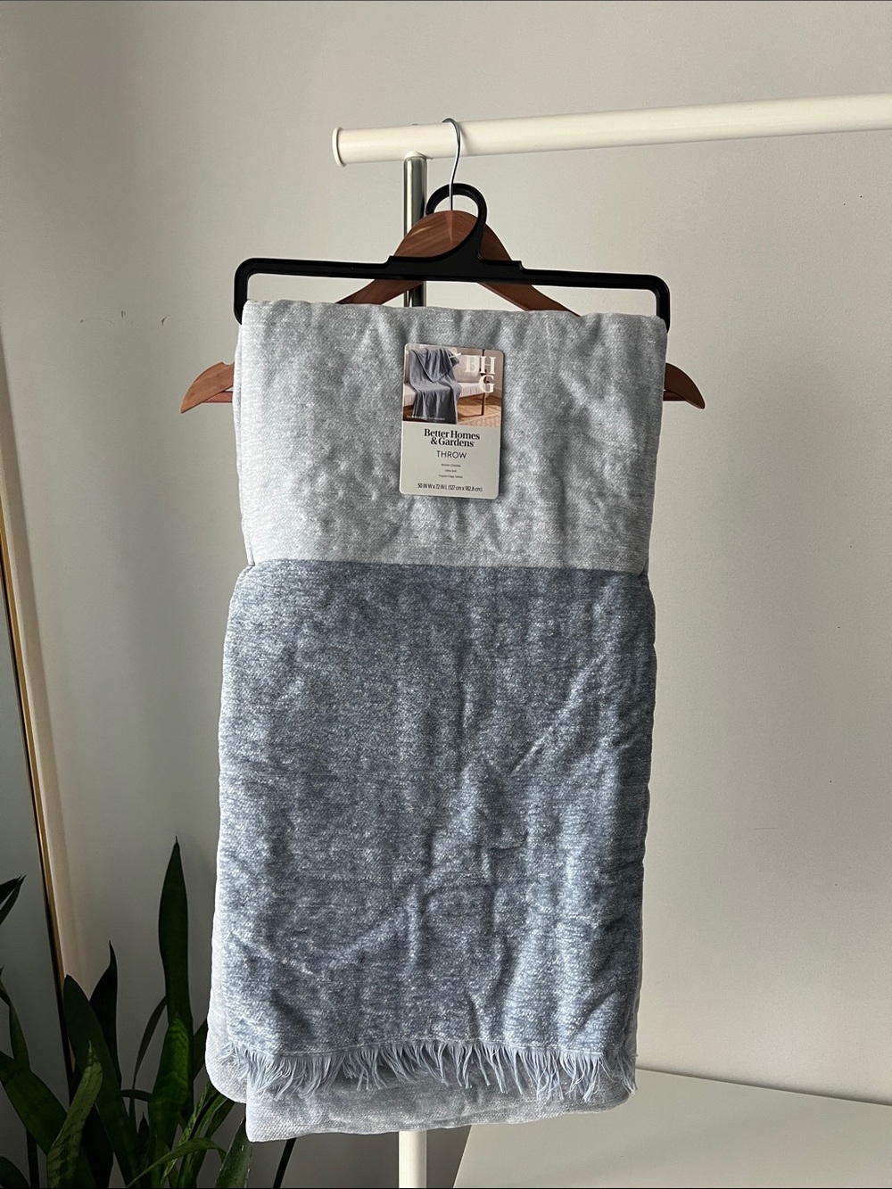 Better Homes And Gardens Two-Tone Grey Blue Plush Woven Chenille Throw